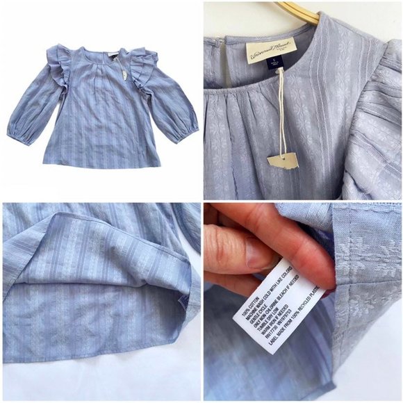 SOLD Universal Thread NWT Blue Ruffle Puff Sleeves Cotton Blouse Top S - Picture 8 of 11